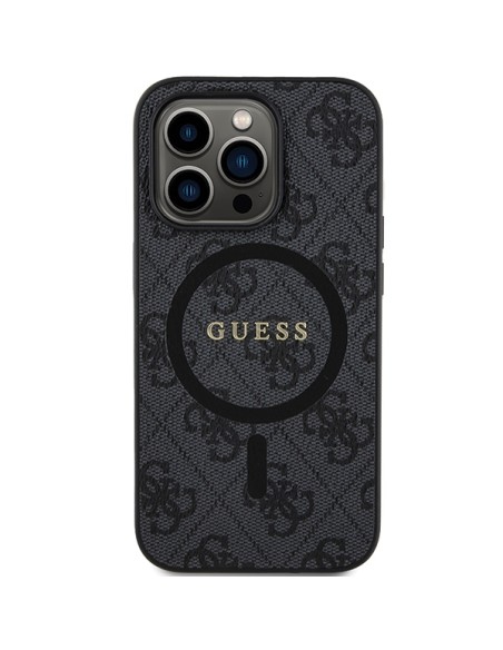 Etui Guess 4G Collection Leather Metal Logo MagSafe na iPhone 14 Pro Max - czarne