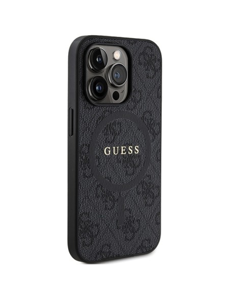 Etui Guess 4G Collection Leather Metal Logo MagSafe na iPhone 14 Pro Max - czarne