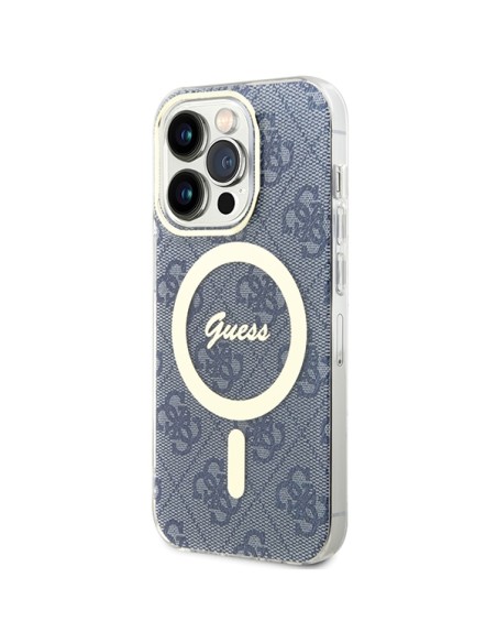 Etui Guess IML 4G MagSafe na iPhone 15 Pro - niebieskie Etui Guess IML 4G MagSafe na iPhone 15 Pro - niebieskie