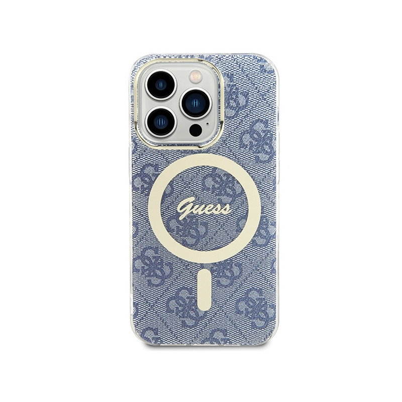 Etui Guess IML 4G MagSafe na iPhone 15 Pro - niebieskie