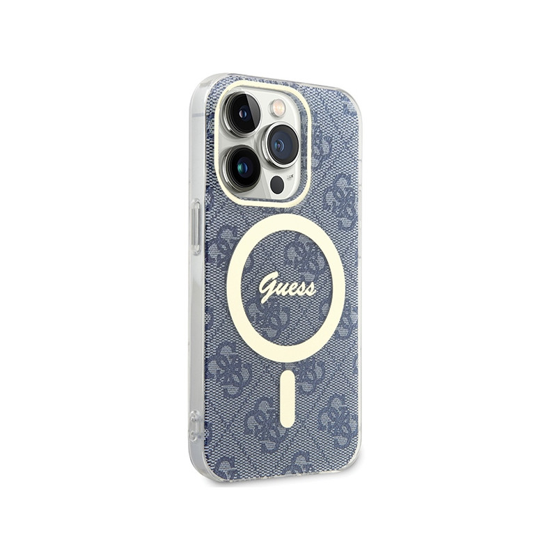 Etui Guess IML 4G MagSafe na iPhone 15 Pro - niebieskie