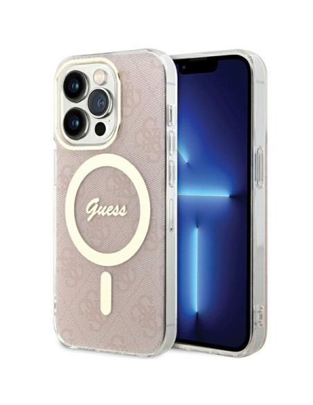 Etui Guess IML 4G MagSafe na iPhone 15 Pro - różowe