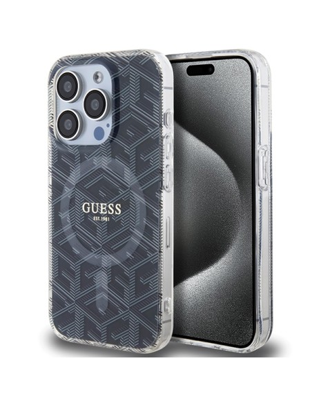 Etui Guess IML GCube MagSafe na iPhone 15 Pro - czarne Etui Guess IML GCube MagSafe na iPhone 15 Pro - czarne