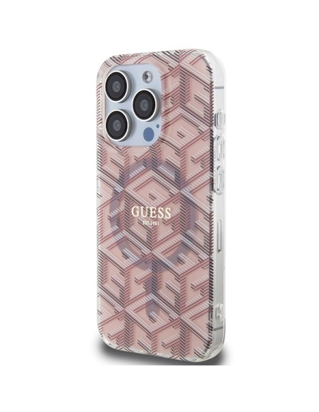 Etui Guess IML GCube MagSafe na iPhone 15 Pro - różowe Etui Guess IML GCube MagSafe na iPhone 15 Pro - różowe