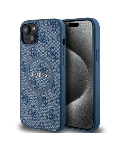 Etui Guess 4G Collection Leather Metal Logo MagSafe na iPhone 15 Plus / 14 Plus - niebieskie Etui Guess 4G Collection Leather Metal Logo MagSafe na iPhone 15 Plus / 14 Plus - niebieskie