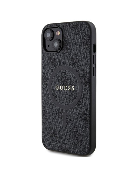 Etui Guess 4G Collection Leather Metal Logo MagSafe na iPhone 15 Plus / 14 Plus - czarne Etui Guess 4G Collection Leather Metal Logo MagSafe na iPhone 15 Plus / 14 Plus - czarne