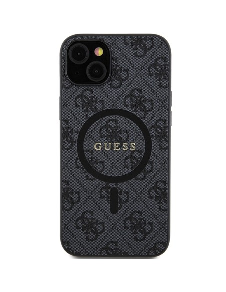 Etui Guess 4G Collection Leather Metal Logo MagSafe na iPhone 15 Plus / 14 Plus - czarne Etui Guess 4G Collection Leather Metal Logo MagSafe na iPhone 15 Plus / 14 Plus - czarne