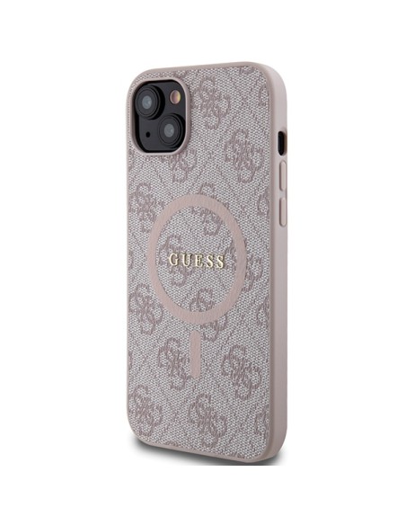 Etui Guess 4G Collection Leather Metal Logo MagSafe na iPhone 15 Plus / 14 Plus - różowe Etui Guess 4G Collection Leather Metal Logo MagSafe na iPhone 15 Plus / 14 Plus - różowe