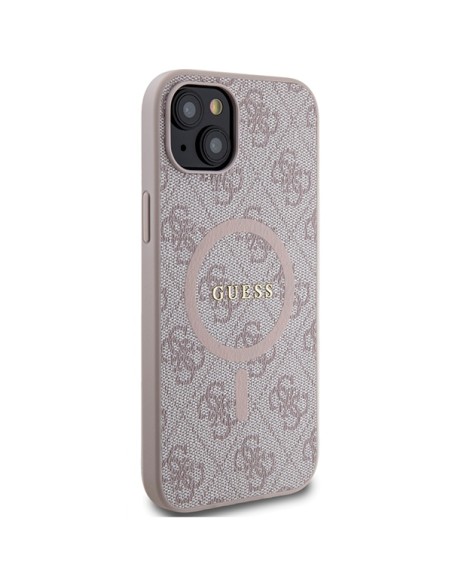 Etui Guess 4G Collection Leather Metal Logo MagSafe na iPhone 15 Plus / 14 Plus - różowe Etui Guess 4G Collection Leather Metal Logo MagSafe na iPhone 15 Plus / 14 Plus - różowe