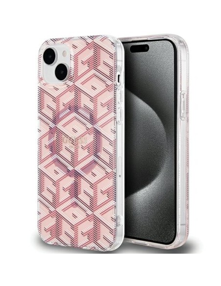 Etui Guess IML GCube MagSafe na iPhone 15 Plus / 14 Plus - różowe Etui Guess IML GCube MagSafe na iPhone 15 Plus / 14 Plus - różowe