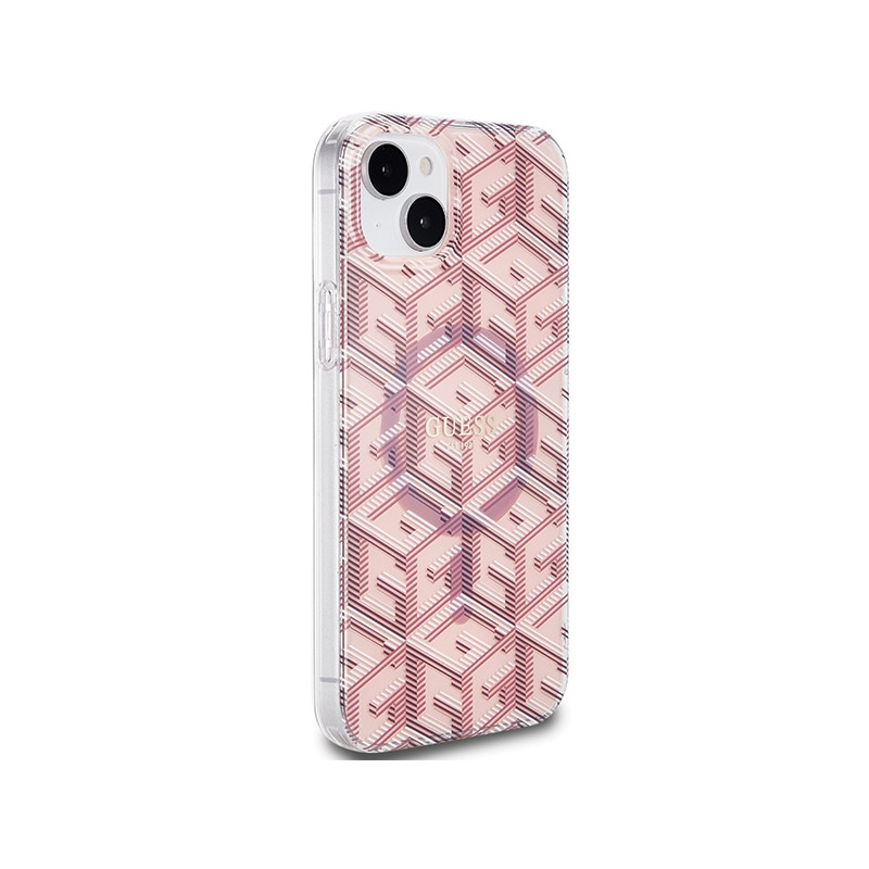 Etui Guess IML GCube MagSafe na iPhone 15 Plus / 14 Plus - różowe