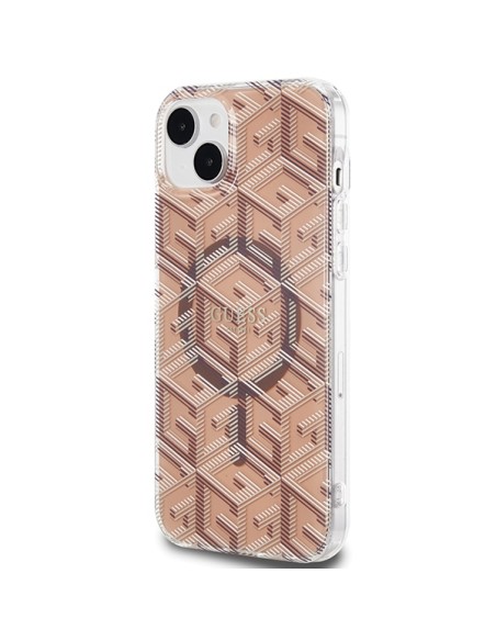 Etui Guess IML GCube MagSafe na iPhone 15 Plus / 14 Plus - brązowe