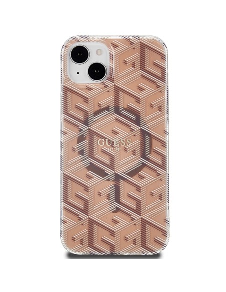 Etui Guess IML GCube MagSafe na iPhone 15 Plus / 14 Plus - brązowe