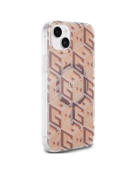 Etui Guess IML GCube MagSafe na iPhone 15 Plus / 14 Plus - brązowe