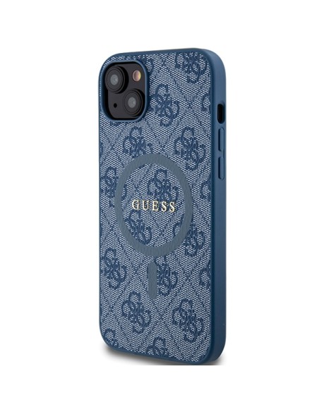 Etui Guess 4G Collection Leather Metal Logo MagSafe na iPhone 15 / 14 / 13 - niebieskie Etui Guess 4G Collection Leather Metal Logo MagSafe na iPhone 15 / 14 / 13 - niebieskie