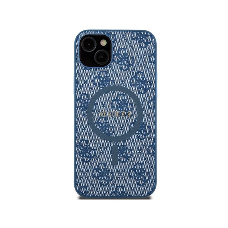 Etui Guess 4G Collection Leather Metal Logo MagSafe na iPhone 15 / 14 / 13 - niebieskie