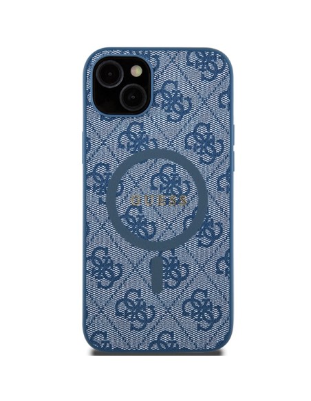 Etui Guess 4G Collection Leather Metal Logo MagSafe na iPhone 15 / 14 / 13 - niebieskie Etui Guess 4G Collection Leather Metal Logo MagSafe na iPhone 15 / 14 / 13 - niebieskie