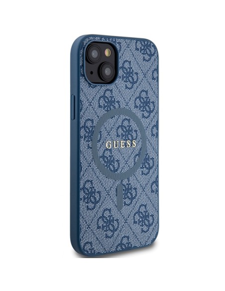 Etui Guess 4G Collection Leather Metal Logo MagSafe na iPhone 15 / 14 / 13 - niebieskie Etui Guess 4G Collection Leather Metal Logo MagSafe na iPhone 15 / 14 / 13 - niebieskie