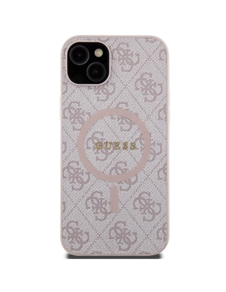 Etui Guess 4G Collection Leather Metal Logo MagSafe na iPhone 15 / 14 / 13 - różowe Etui Guess 4G Collection Leather Metal Logo MagSafe na iPhone 15 / 14 / 13 - różowe