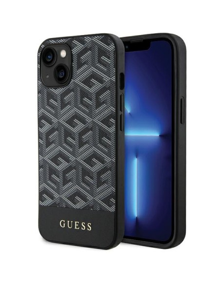 Etui Guess GCube Stripes MagSafe na iPhone 15 / 14 / 13 - czarne Etui Guess GCube Stripes MagSafe na iPhone 15 / 14 / 13 - czarne
