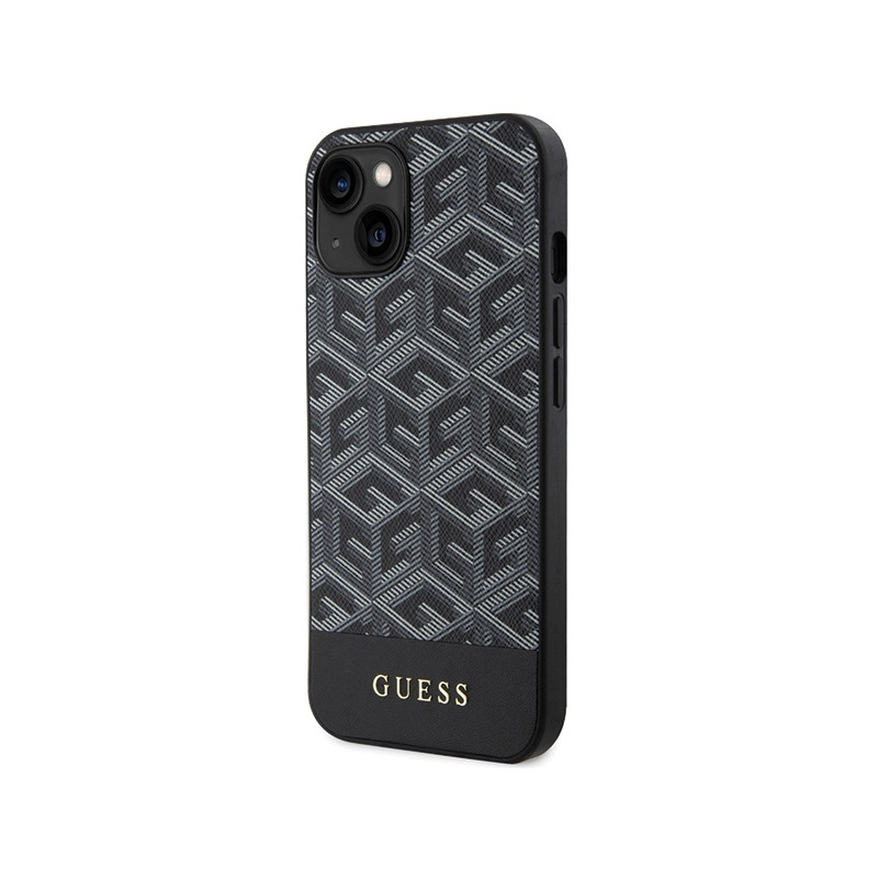 Etui Guess GCube Stripes MagSafe na iPhone 15 / 14 / 13 - czarne