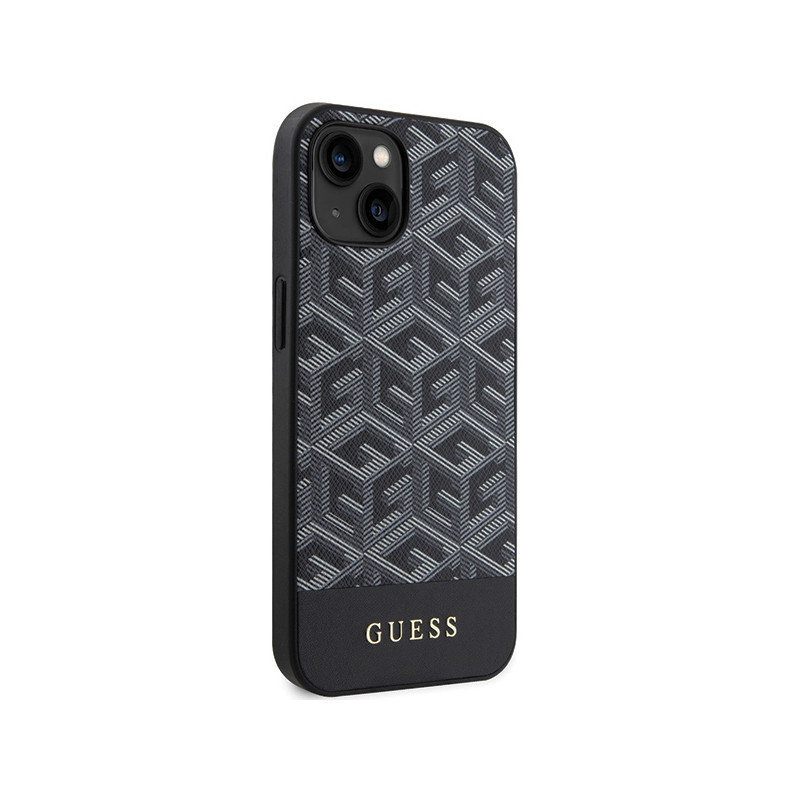 Etui Guess GCube Stripes MagSafe na iPhone 15 / 14 / 13 - czarne