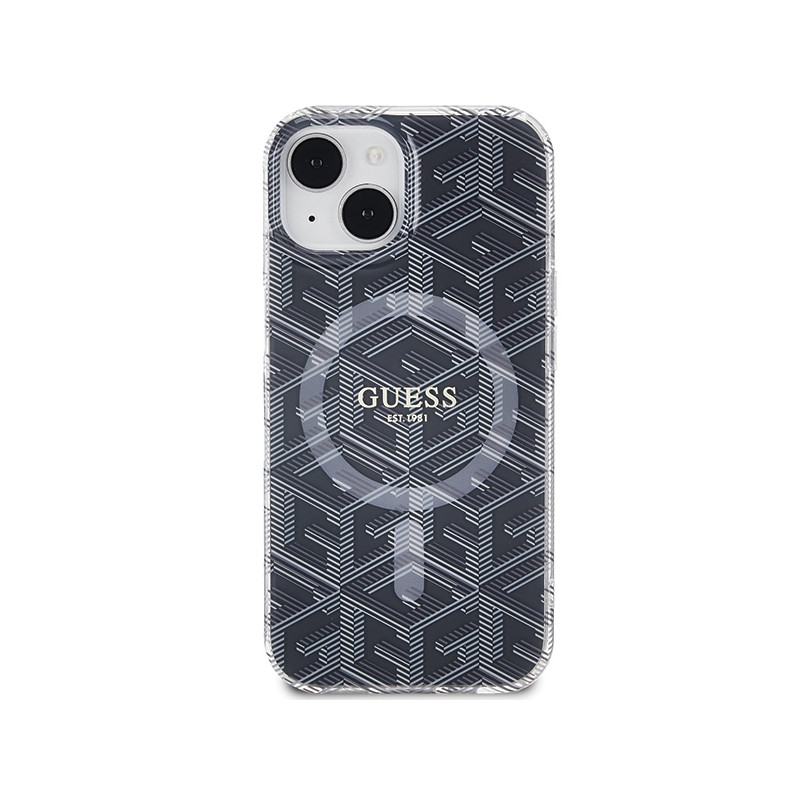 Etui Guess IML GCube MagSafe na iPhone 15 / 14 / 13 - czarne