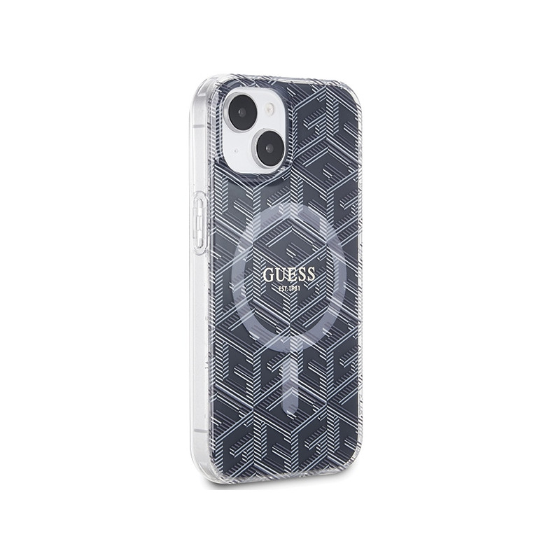 Etui Guess IML GCube MagSafe na iPhone 15 / 14 / 13 - czarne