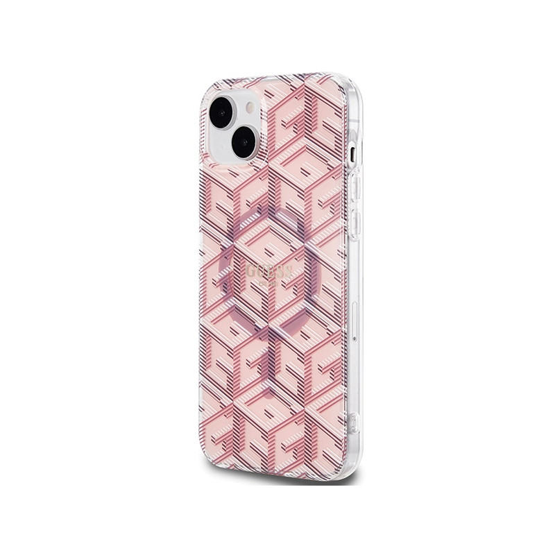 Etui Guess IML GCube MagSafe na iPhone 15 / 14 / 13 - różowe