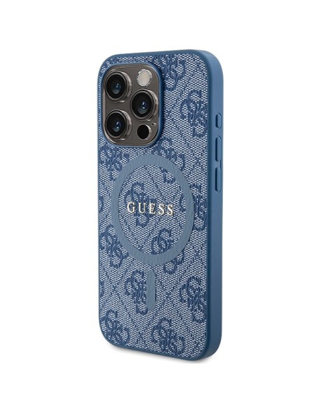 Etui Guess 4G Collection Leather Metal Logo MagSafe na iPhone 15 Pro Max - niebieskie Etui Guess 4G Collection Leather Metal Logo MagSafe na iPhone 15 Pro Max - niebieskie