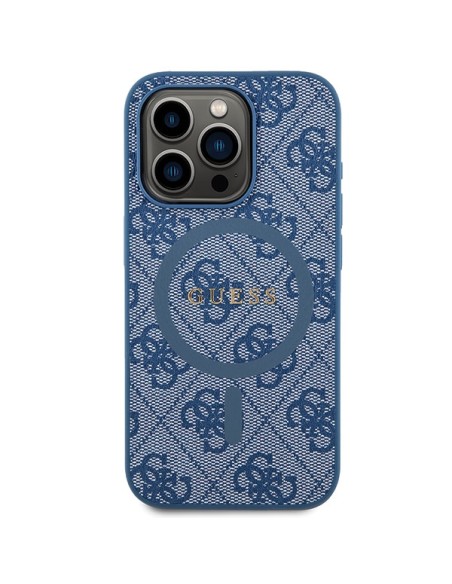 Etui Guess 4G Collection Leather Metal Logo MagSafe na iPhone 15 Pro Max - niebieskie Etui Guess 4G Collection Leather Metal Logo MagSafe na iPhone 15 Pro Max - niebieskie