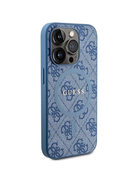 Etui Guess 4G Collection Leather Metal Logo MagSafe na iPhone 15 Pro Max - niebieskie Etui Guess 4G Collection Leather Metal Logo MagSafe na iPhone 15 Pro Max - niebieskie