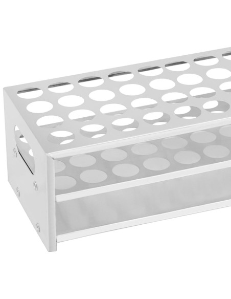 Aliuminis laboratorinis stovas mėgintuvėliams, sk. 22,5 mm 40 vietų Aliuminis laboratorinis stovas mėgintuvėliams, sk. 22,5 mm 40 vietų