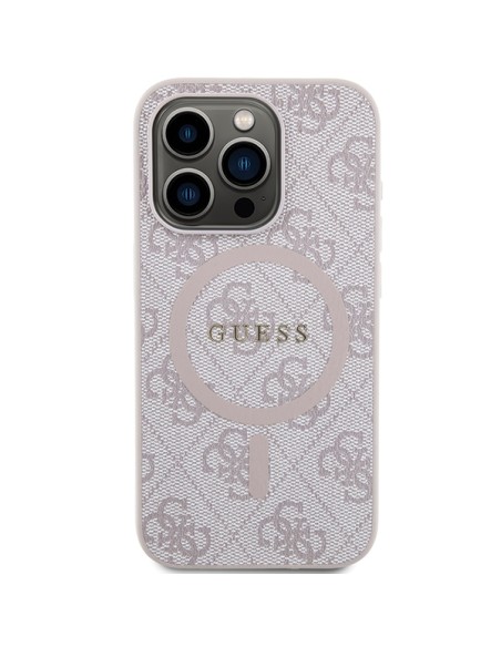 Etui Guess 4G Collection Leather Metal Logo MagSafe na iPhone 15 Pro Max - różowe Etui Guess 4G Collection Leather Metal Logo MagSafe na iPhone 15 Pro Max - różowe
