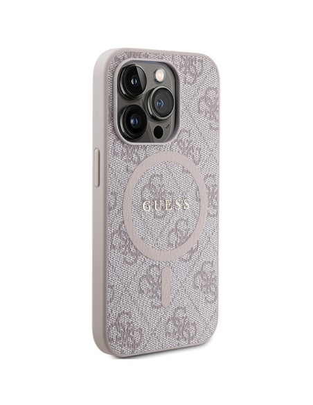 Etui Guess 4G Collection Leather Metal Logo MagSafe na iPhone 15 Pro Max - różowe Etui Guess 4G Collection Leather Metal Logo MagSafe na iPhone 15 Pro Max - różowe
