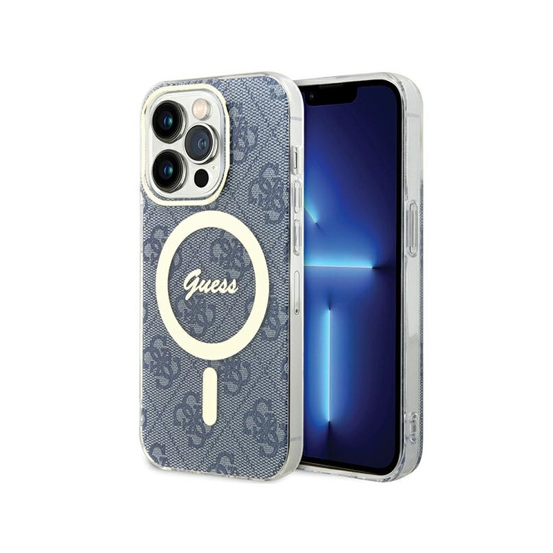 Etui Guess IML 4G MagSafe na iPhone 15 Pro Max - niebieskie