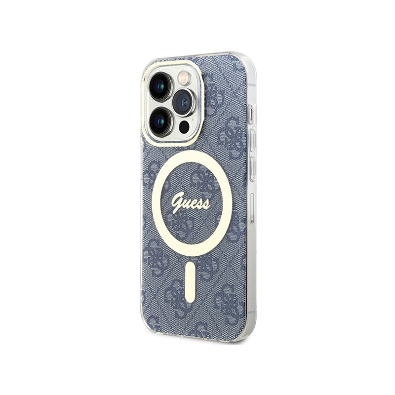 Etui Guess IML 4G MagSafe na iPhone 15 Pro Max - niebieskie