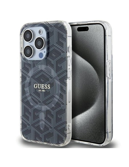 Etui Guess IML GCube MagSafe na iPhone 15 Pro Max - czarne Etui Guess IML GCube MagSafe na iPhone 15 Pro Max - czarne