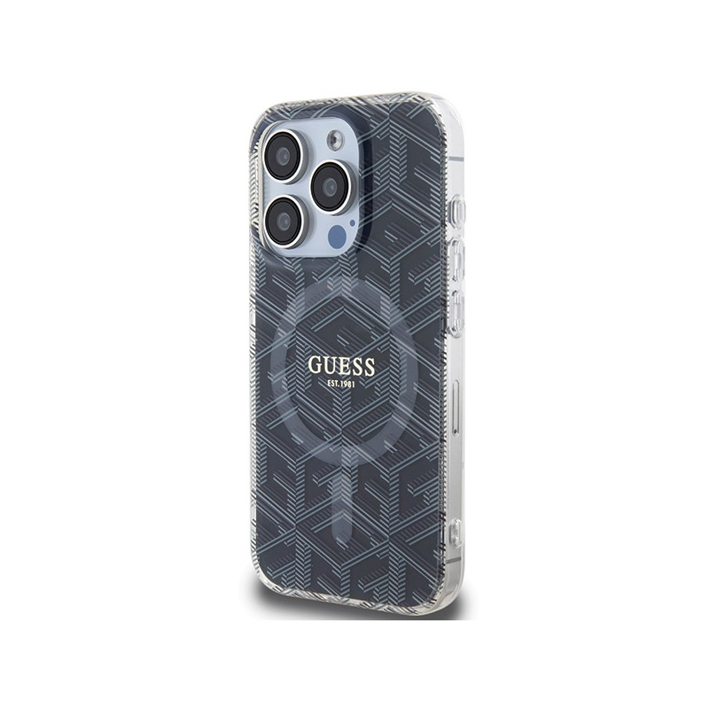 Etui Guess IML GCube MagSafe na iPhone 15 Pro Max - czarne