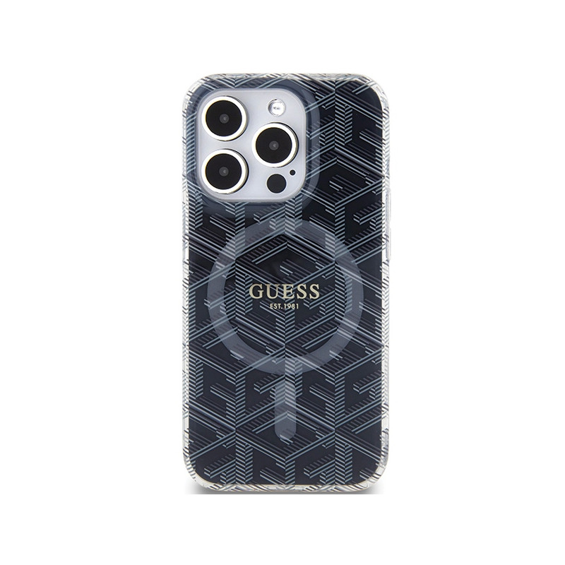 Etui Guess IML GCube MagSafe na iPhone 15 Pro Max - czarne