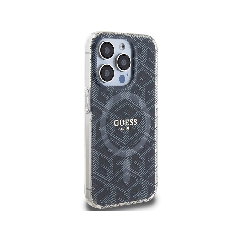 Etui Guess IML GCube MagSafe na iPhone 15 Pro Max - czarne