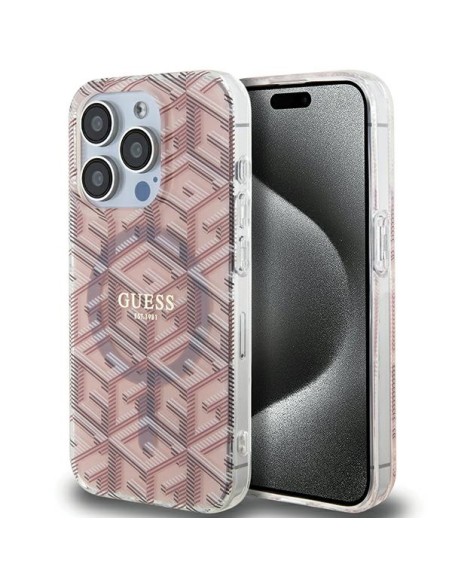Etui Guess IML GCube MagSafe na iPhone 15 Pro Max - różowe Etui Guess IML GCube MagSafe na iPhone 15 Pro Max - różowe