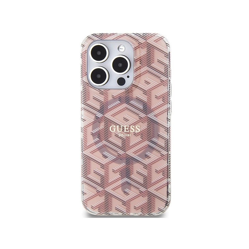 Etui Guess IML GCube MagSafe na iPhone 15 Pro Max - różowe