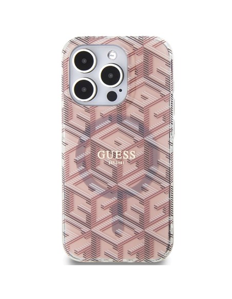 Etui Guess IML GCube MagSafe na iPhone 15 Pro Max - różowe Etui Guess IML GCube MagSafe na iPhone 15 Pro Max - różowe