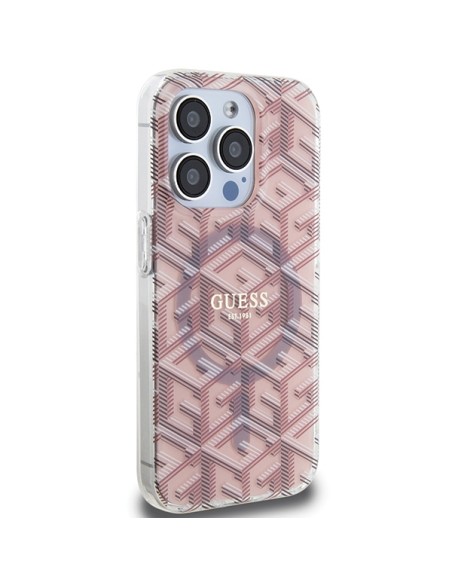 Etui Guess IML GCube MagSafe na iPhone 15 Pro Max - różowe Etui Guess IML GCube MagSafe na iPhone 15 Pro Max - różowe