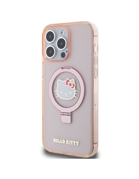 Etui Hello Kitty Ring Stand Glitter Electrop Logo MagSafe na iPhone 15 Pro Max - różowe Etui Hello Kitty Ring Stand Glitter Electrop Logo MagSafe na iPhone 15 Pro Max - różowe