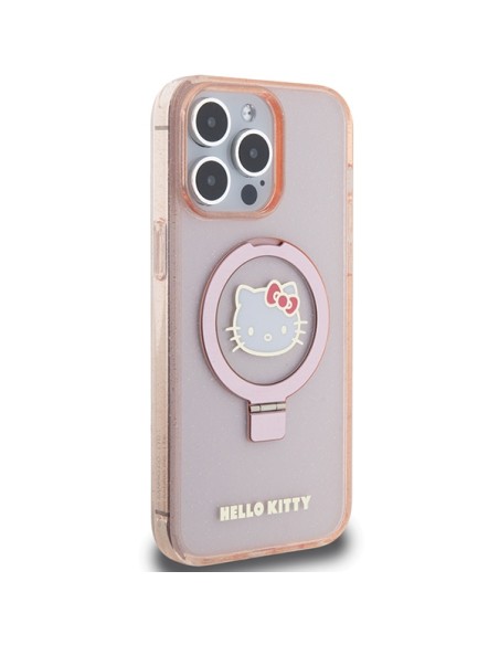 Etui Hello Kitty Ring Stand Glitter Electrop Logo MagSafe na iPhone 15 Pro Max - różowe Etui Hello Kitty Ring Stand Glitter Electrop Logo MagSafe na iPhone 15 Pro Max - różowe