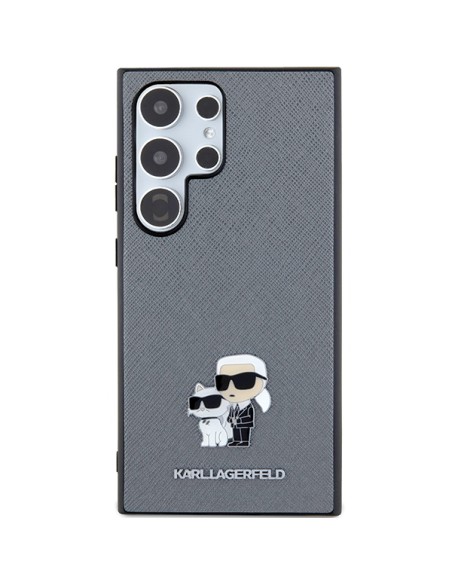 Etui Karl Lagerfeld Saffiano Karl&Choupette Metal Pin na Samsung Galaxy S24 Ultra - szare Etui Karl Lagerfeld Saffiano Karl&Choupette Metal Pin na Samsung Galaxy S24 Ultra - szare