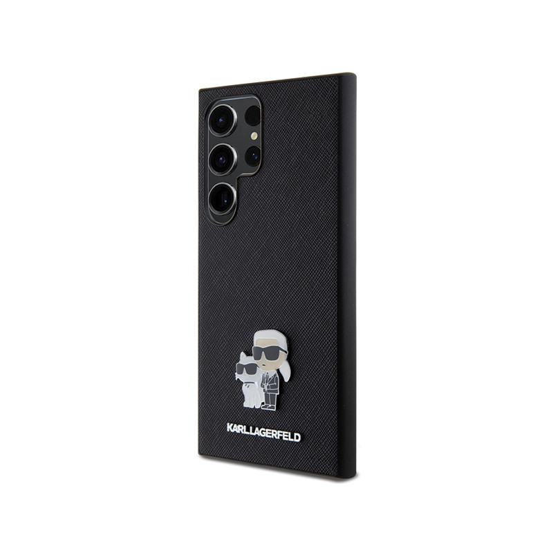 Etui Karl Lagerfeld Saffiano Karl&Choupette Metal Pin na Samsung Galaxy S24 Ultra - czarne