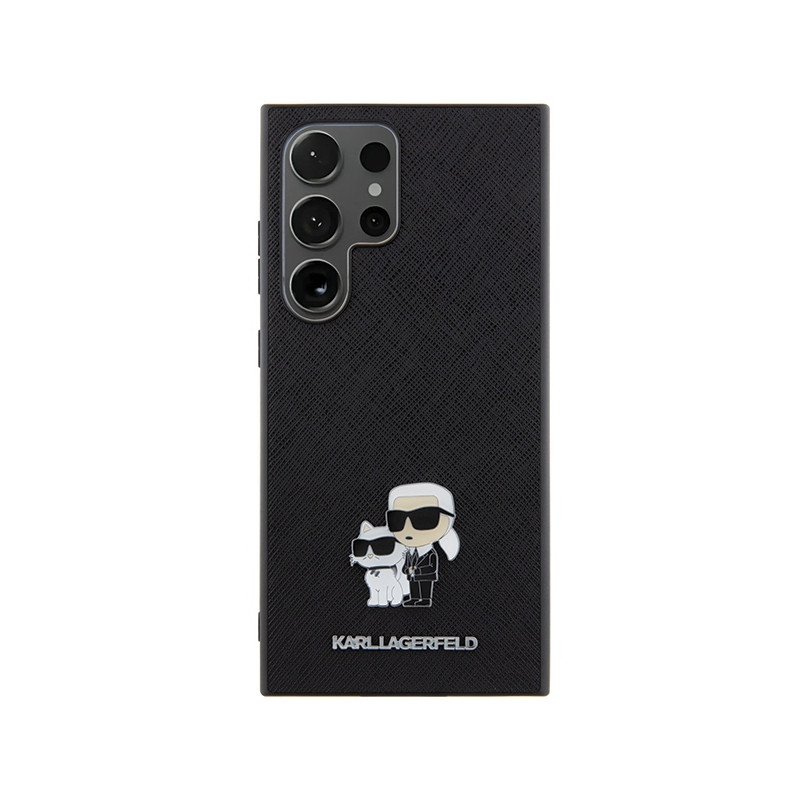 Etui Karl Lagerfeld Saffiano Karl&Choupette Metal Pin na Samsung Galaxy S24 Ultra - czarne